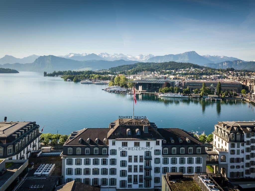 Lake view from Hotel Schweizerhof Luzern rooftop