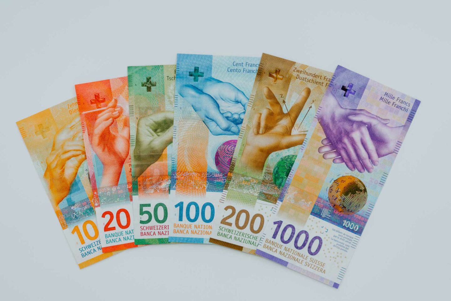 All the bank notes in Switzerland, currency in Switzerland